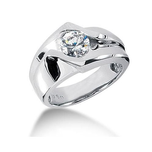 Men's Platinum Diamond Ring 1 Round Stone 1.25 ctw 107PLAT-MDR1122