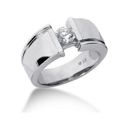 Men's Platinum Diamond Ring 1 Round Stone 112PLAT-MDR334
