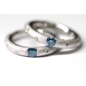 Platinum 180 Degrees Starlight Blue and White Diamond Bands