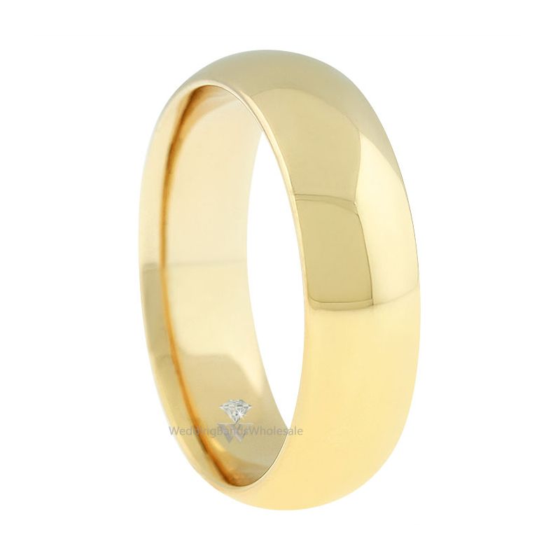 14k Yellow Gold 6mm Comfort Fit Dome Wedding Band Heavy Weight.