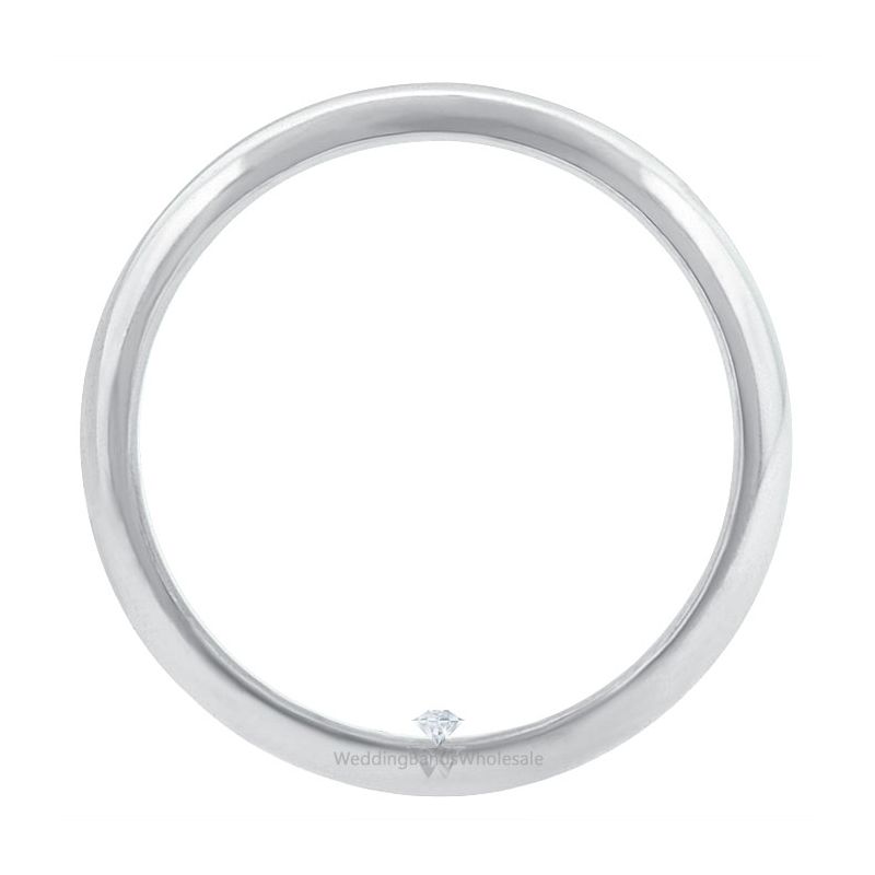 14k White Gold 1mm Thin Domed Wedding Band – Unisex Minimalist Ring