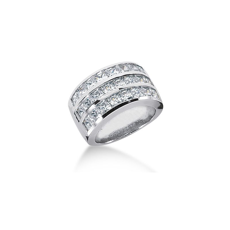 14K White Gold Channel Set Princess Shaped Diamond Engagement Ring