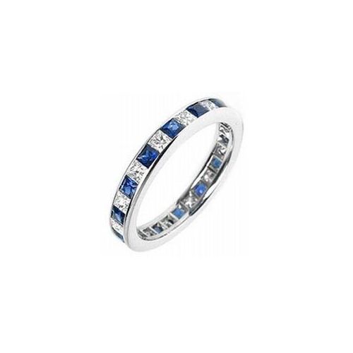 Blue Sapphire Channel-Set Men's Eternity Wedding Band Ring