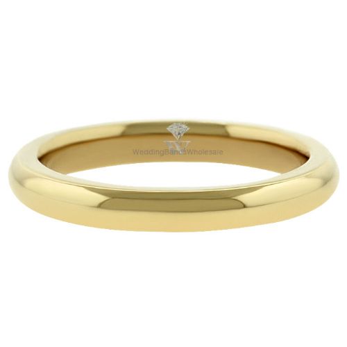 Mens 14K Yellow Gold 3mm Light Comfort Fit Domed Wedding Band Ring