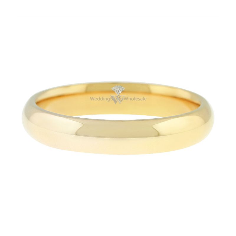 14k Yellow Gold 4mm Comfort Fit Dome Wedding Band Heavy Weight
