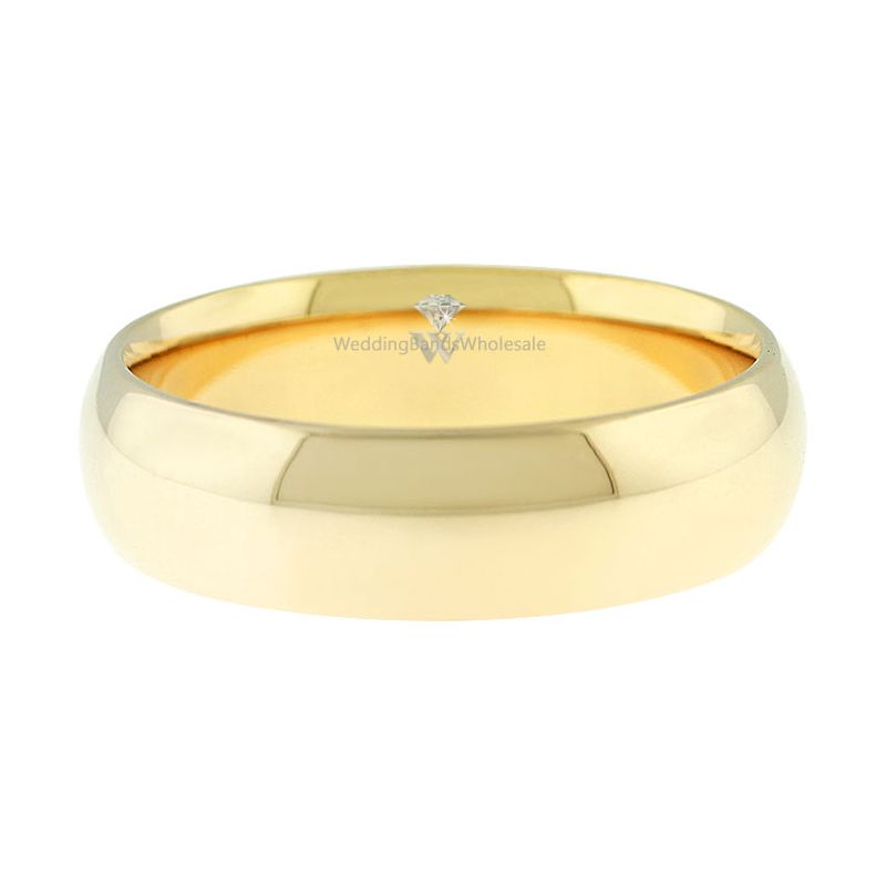 14k Yellow Gold 6mm Comfort Fit Dome Wedding Band Heavy Weight.