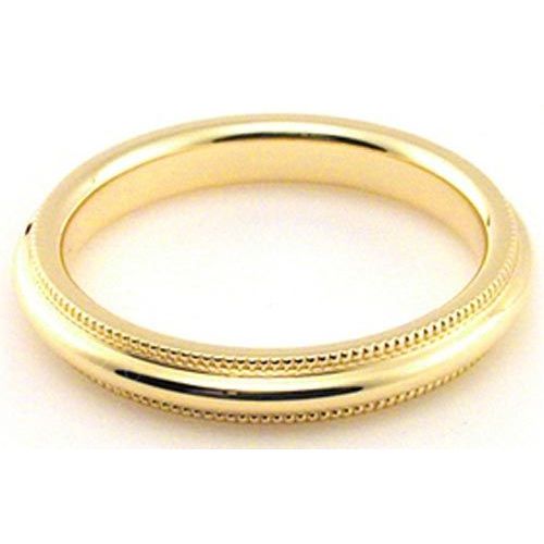 Jewelry Adviser Rings 14KY 3mm LTW Milgrain Half Round Band Size 8 