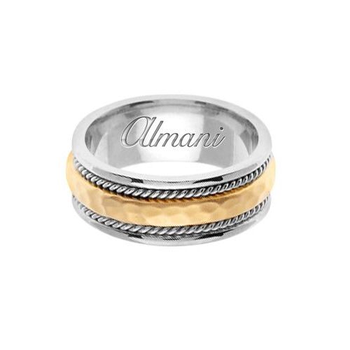 14k Gold 8.5mm Handmade Two Tone Wedding Ring 161 Almani