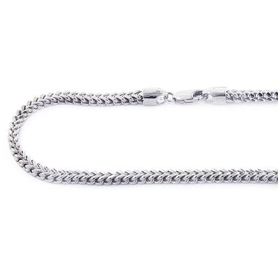 Exclusive 14K Solid White Gold Iced Out Franco Chain 3mm for Men 30-40