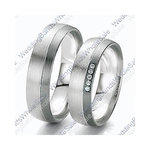 18k White Gold 6mm 0 10ct His And Hers Wedding Rings Set 236