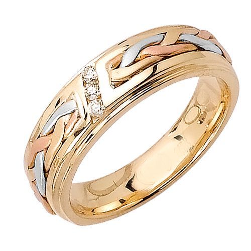 14K Tri Tone Gold Polished Dome Ring