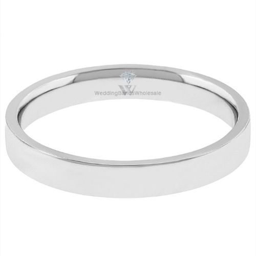 Solid Platinum 950 Wedding Band Band 2mm Flat Plain Shiny Comfort Fit Ring 