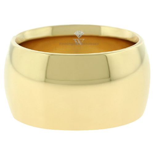 Heavy 14K Yellow Gold Wedding Band Plain Round Dome Comfort Fit Ring Men Women 