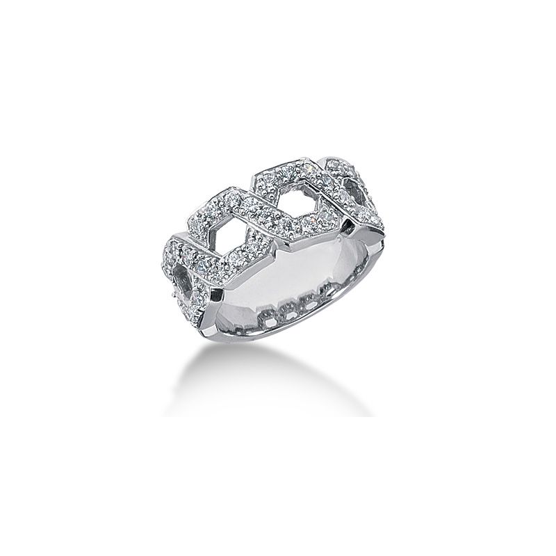18K Intersecting Round Brilliant Diamond Anniversary Ring