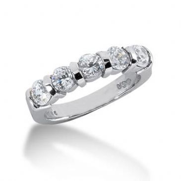 14K Gold Diamond Anniversary Wedding Ring 5 Round Brilliant Diamonds 1.25 ctw. 109WR30014K