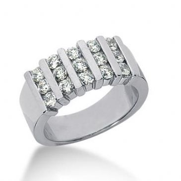 14K Gold Diamond Anniversary Wedding Ring 15 Round Brilliant Diamonds 0.90ctw 114WR220514K