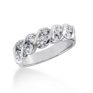 14K Gold Diamond Anniversary Wedding Ring 10 Round Brilliant Diamonds 1.00 ctw 116WR130514K