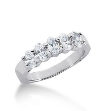 14K Gold Diamond Anniversary Wedding Ring 5 Oval Shaped Diamonds 1.40ctw 147WR21014K