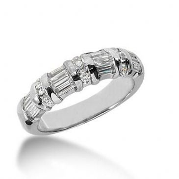 14K Gold Diamond Anniversary Wedding Ring 9 Round Brilliant Diamonds, 12 Emerald Cut Diamond 0.80ctw 153WR167714K