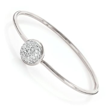 10K Gold & 1 Carat Pave Diamond Ball Bangle Bracelet for Ladies
