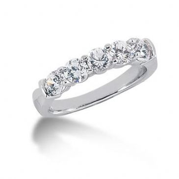 14K Gold Diamond Anniversary Wedding Ring 5 Round Brilliant Diamonds 1.25ctw 199WR64614K