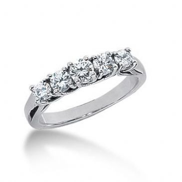 14K Gold Diamond Anniversary Wedding Ring 5 Round Brilliant Diamonds 0.70ctw 211WR55214K