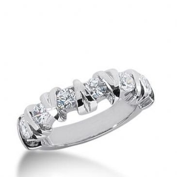 14K Gold Diamond Anniversary Wedding Ring 6 Round Brilliant Diamonds 0.90ctw 246WR109114K