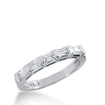 14k Gold Diamond Anniversary Wedding Ring 5 Straight Baguette Diamonds 0.60ctw 263WR112414K