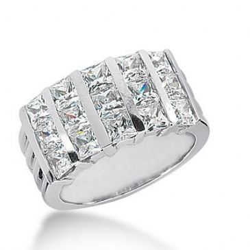 14k Gold Diamond Anniversary Wedding Ring 15 Princess Cut Diamonds 2.55ctw 276WR115214K