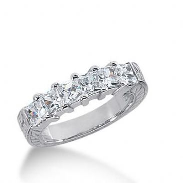 14k Gold Diamond Anniversary Wedding Ring 6 Princess Cut Diamonds 1.62ctw 279WR121414K