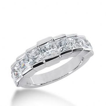 14k Gold Diamond Anniversary Wedding Ring 7 Princess Cut Diamonds 2.14ctw 285WR133014K