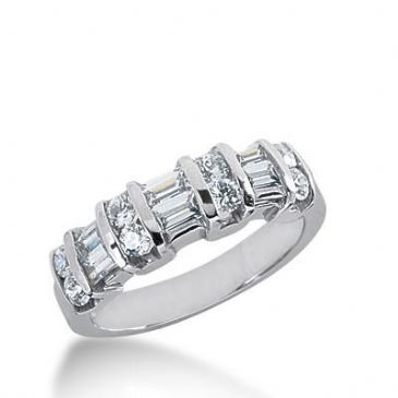 14k Gold Diamond Anniversary Wedding Ring 8 Round Brilliant, 6 Straight Baguette Diamonds 1.00ctw 293WR133914K