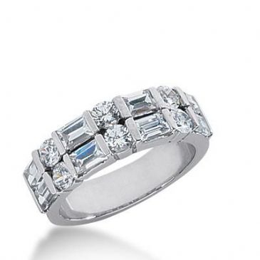 14k Gold Diamond Anniversary Wedding Ring 6 Round Brilliant, 8 Straight Baguette Diamonds 1.96ctw 294WR134014K