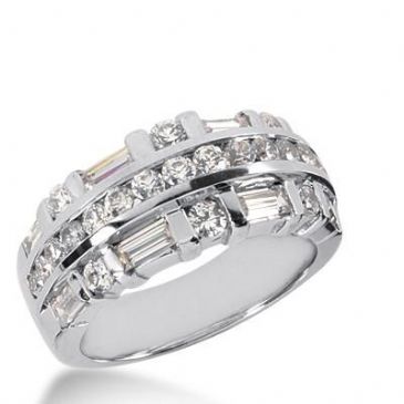 14k Gold Diamond Anniversary Wedding Ring 21 Round Brilliant, 8 Straight Baguette Diamonds 1.95ctw 298WR134414K