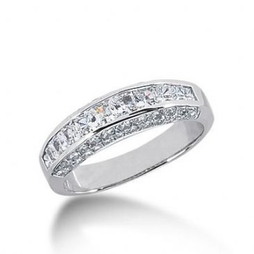 14k Gold Diamond Anniversary Wedding Ring 12 Princess Cut, 42 Round Brilliant Diamonds 1.98ctw 300WR134614K