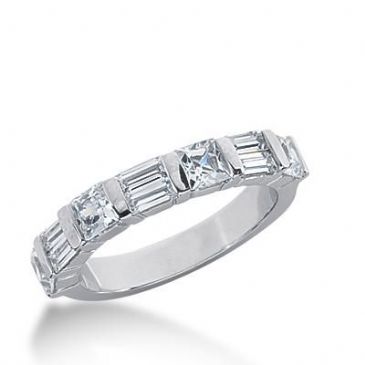 14k Gold Diamond Anniversary Wedding Ring 4 Princess Cut, 6 Straight Baguette Diamonds 1.78ctw 302WR134914K
