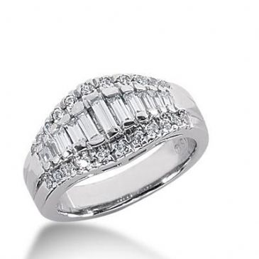 14k Gold Diamond Anniversary Wedding Ring 22 Round Brilliant, 13 Straight Baguette Diamonds 1.03ctw 309WR135714K