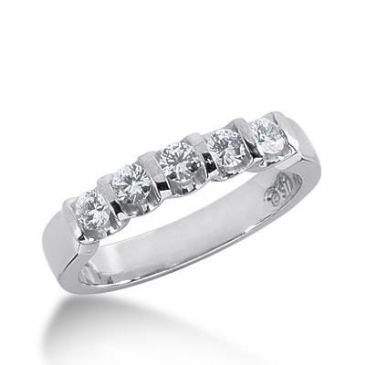 14k Gold Diamond Anniversary Wedding Ring 5 Round Brilliant Diamonds 0.75ctw 317WR137914K