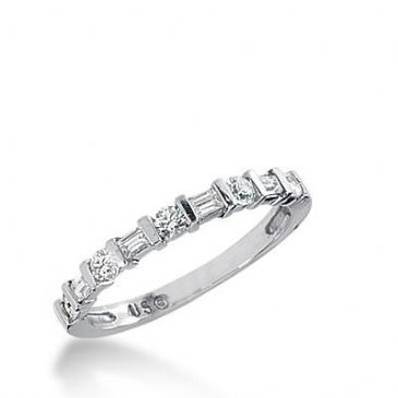 14k Gold Diamond Anniversary Wedding Ring 5 Round Brilliant, 4 Straight Baguette Diamonds 0.41ctw 320WR141314K