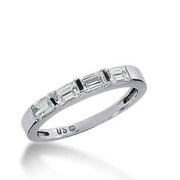 14k Gold Diamond Anniversary Wedding Ring 4 Straight Baguette Diamonds 0.68ctw 325WR141914K