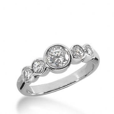 14K Gold Diamond Anniversary Wedding Ring 5 Round Brilliant Diamonds 1.20ctw 350WR150214K