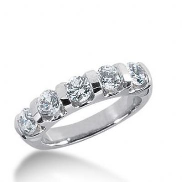 14k Gold Diamond Anniversary Wedding Ring 5 Round Brilliant Diamonds 1.25ctw 351WR150314K
