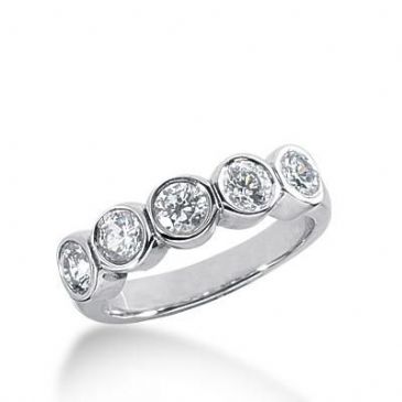 14k Gold Diamond Anniversary Wedding Ring 5 Round Brilliant Diamonds 1.00ctw 352WR150414K