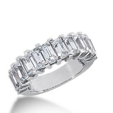 14k Gold Diamond Anniversary Wedding Ring 11 Emerald Cut Diamonds 3.63ctw 354WR150714K