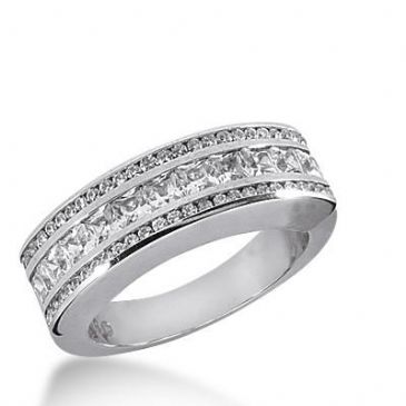 14k Gold Diamond Anniversary Wedding Ring 11 Princess Cut, 38 Round Brilliant Diamonds 1.48ctw 392WR164514K