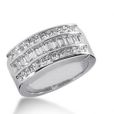 14k Diamond Anniversary Ring Princess Cut and Straight Baguette Diamonds 2.52ctw 393WR164614K