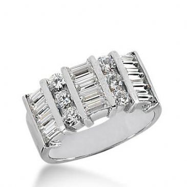 14k Gold Diamond Anniversary Wedding Ring 6 Round Brilliant, 12 Straight Baguette Diamonds Total 2.04ctw 408WR169214K
