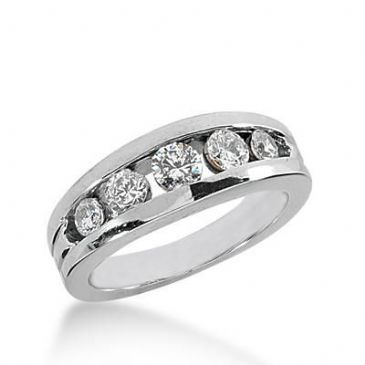 14k Gold Diamond Anniversary Wedding Ring  5 Round Brilliant Diamonds Total 0.74ctw 411WR170114K