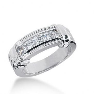 14k Gold Diamond Anniversary Wedding Ring 5 Princess Cut Stones Total 0.85ctw 441WR179614k