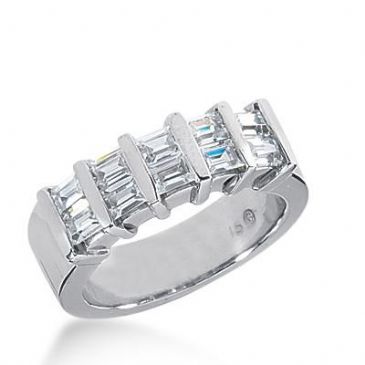Diamond Wedding Ring 10 Straight Baguette Diamonds 0.12 ct Total 1.20ctw 456WR182314k